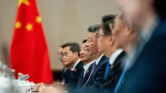 This handout picture released by the Chilean Presidency Press Office shows China's President Xi Jinping during a bilateral meeting with Chile's President Gabriel Boric (out of frame) on the sidelines of the Asia-Pacific Economic Cooperation (APEC) summit in Lima, Peru, November 15, 2024.