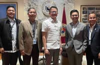 (L-R): CAAP Head Executive Assistant Capt. Benzar Bryan Balagtas, CAAP Director General Capt. Manuel Antonio Tamayo, Senate President Francis Escudero, CAAP Deputy Director General for Administration Atty. Danju Lucas, and Assistant Director General II for Aerodrome Development and Management Service Ret.AFP Col. Valentino Dionela