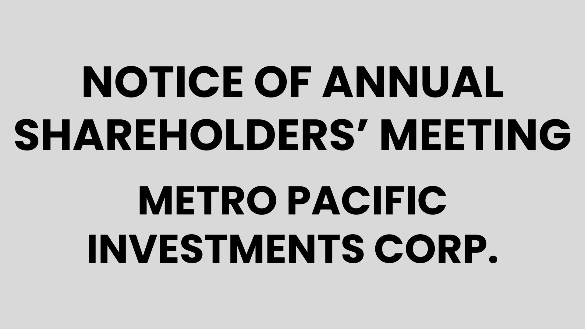Metro Pacific Investments Corporation