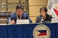 Philippine Olympic Committee election committee chairperson lawyer Teodoro Alejandro Kalaw IV (left) with Philippine Sports Commissioner Olivia Coo