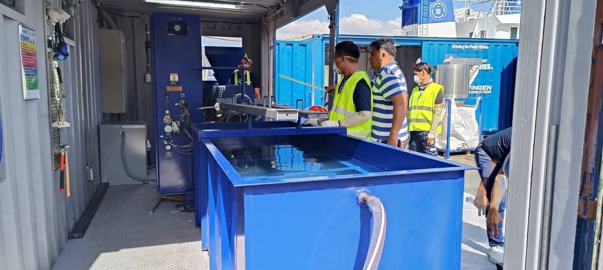 One of the ship’s recycling equipment.