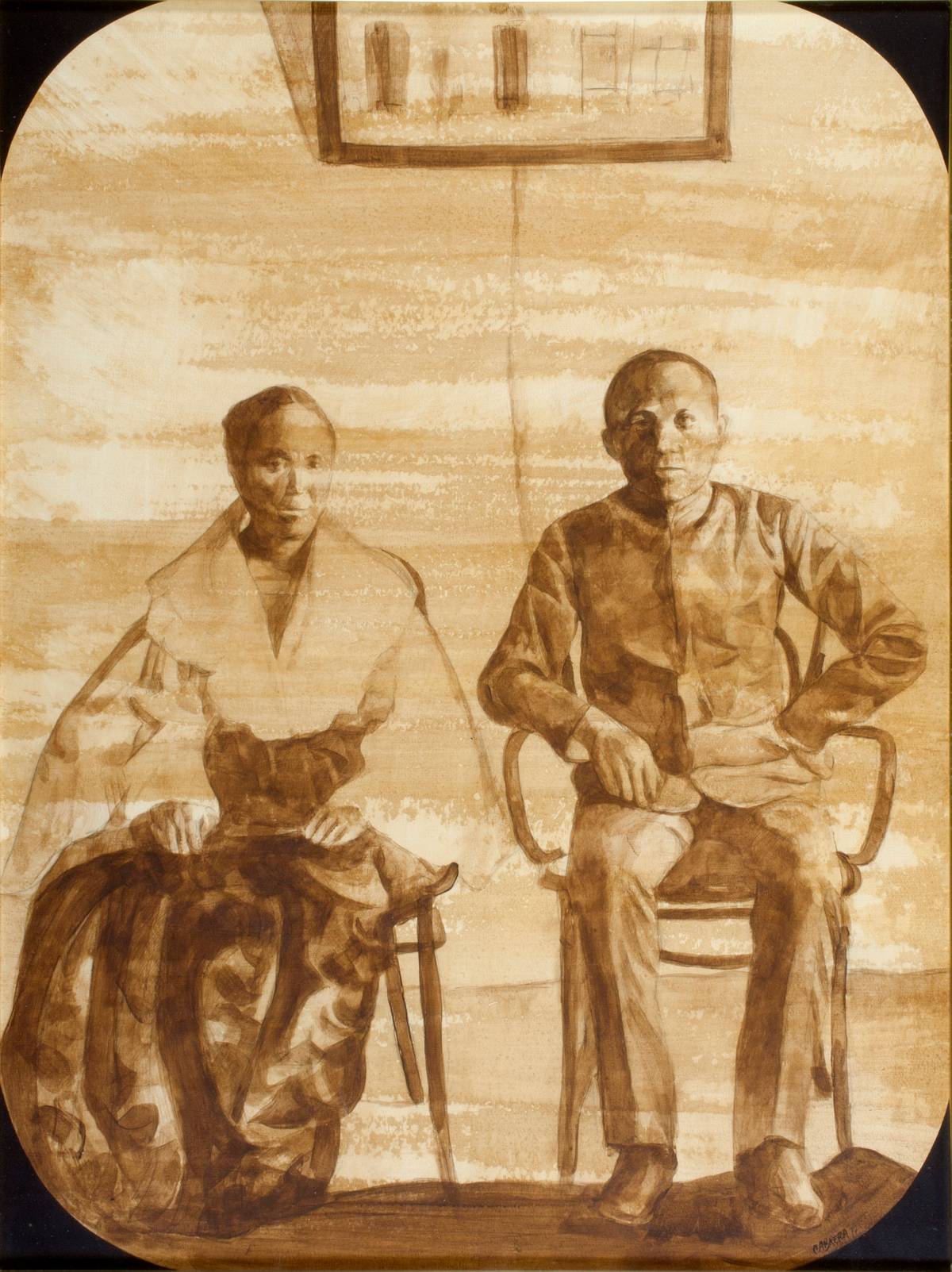 ‘A Gobernadorcillo and his Wife’ (acrylic on wood, 1972) by National Artist Benedicto “BenCab” Cabrera.