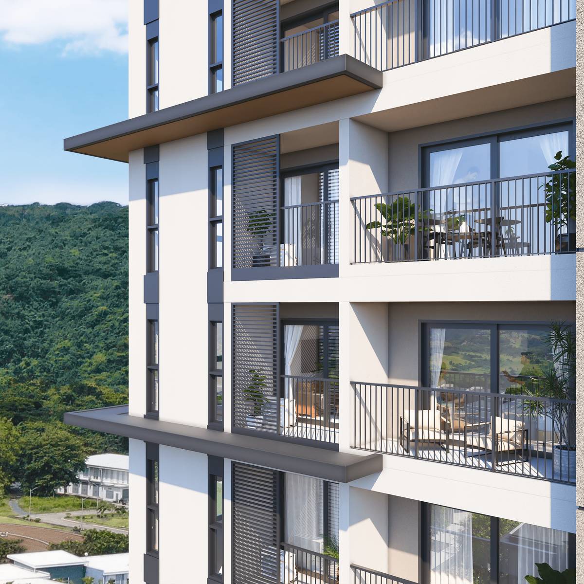 All units will have their own balcony offering views of Sevina Park.