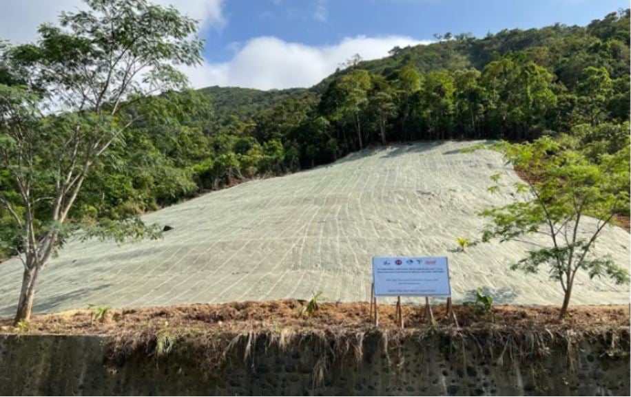Takino Filter’s slope protection as piloted in Infanta, Quezon.