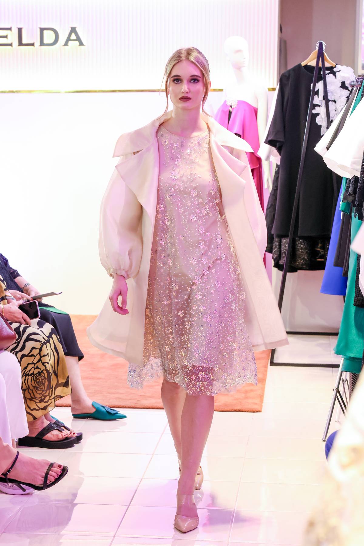 Sequined lace dress.