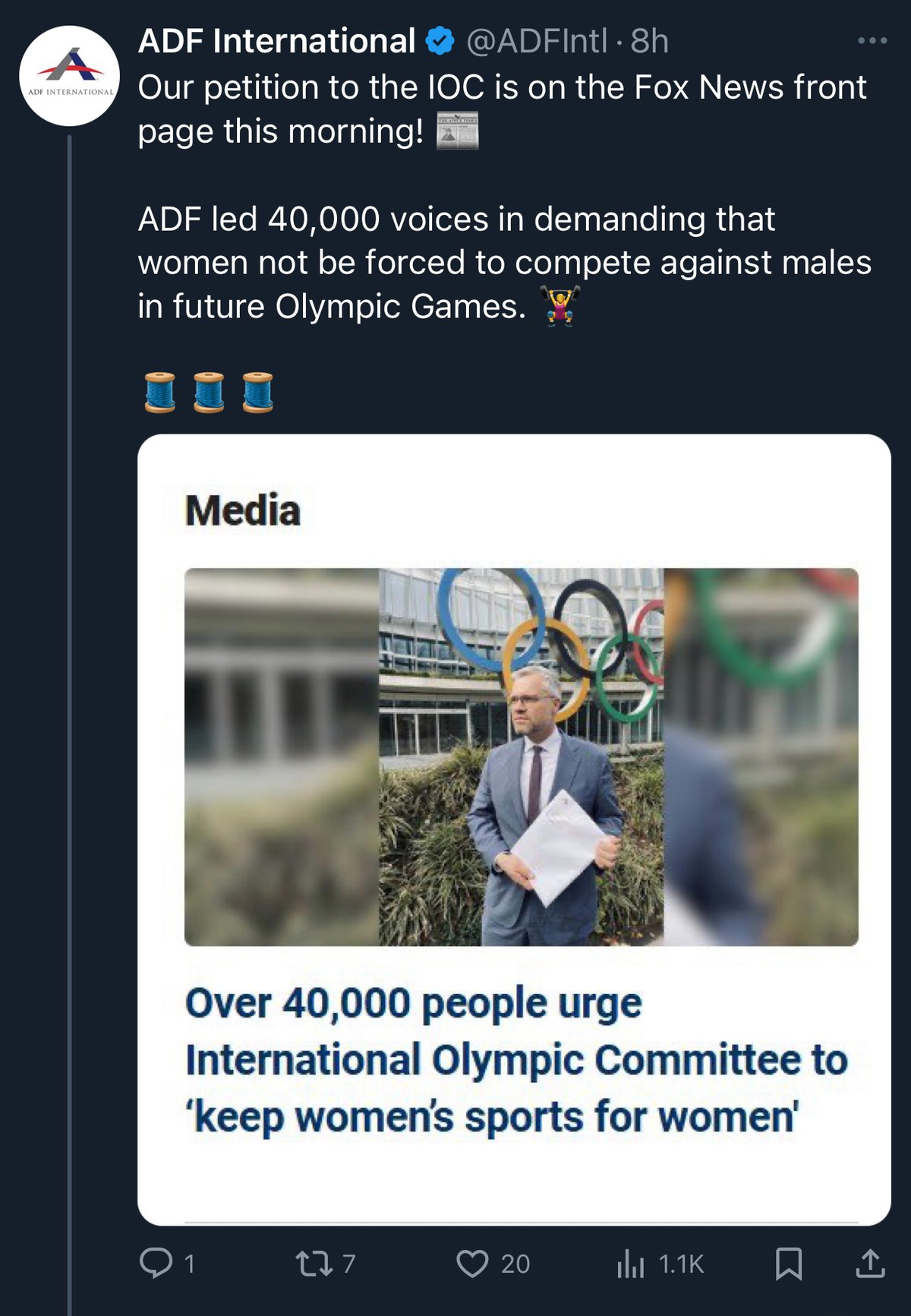 ADF post on X