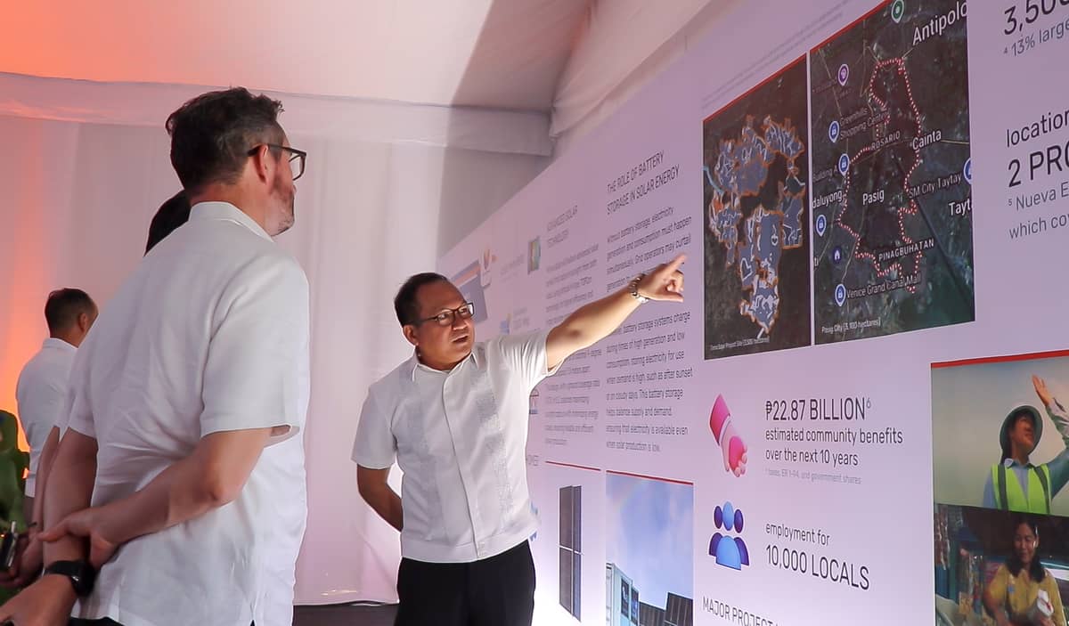Milestone project TSPI President Dennis B. Jordan presents MTerra Solar Project, which spans 3,500 hectares across Nueva Ecija and Bulacan — almost the same size as Pasig City. Consisting of 3,500 megawatts peak (MWp) photovoltaic (PV) capacity and 4,500 megawatt-hours (MWhr) Battery Energy Storage System (BESS), the project is set to become the biggest solar-battery system facility in the world.