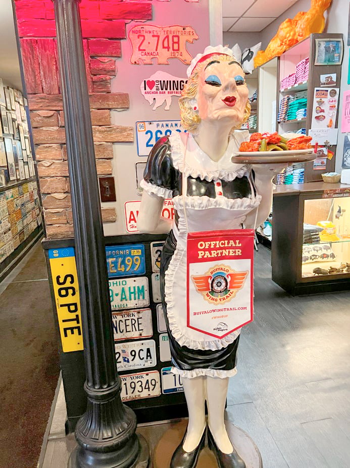 American icon The vintage waitress with the Buffalo Wing Trail Flag.