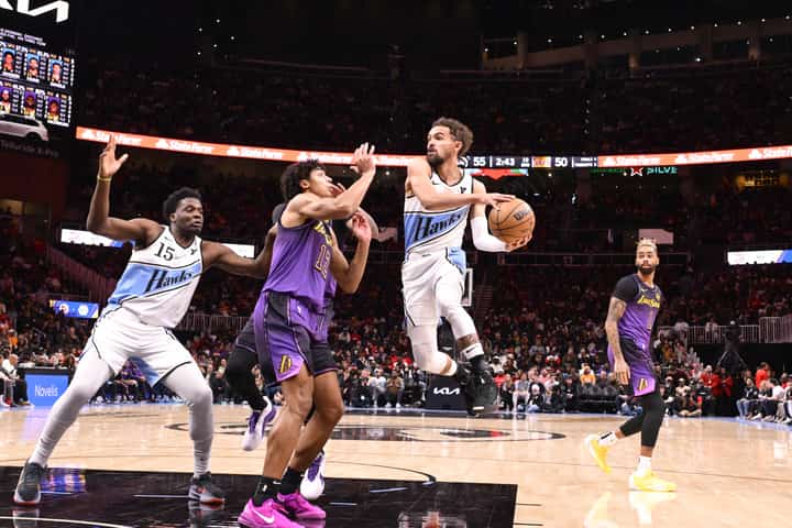 Trae Young delivers at crunchtime to lead the Atlanta Hawks to a 134-132 overtime win over the Los Angeles Lakers in their NBA regular season game on Friday.