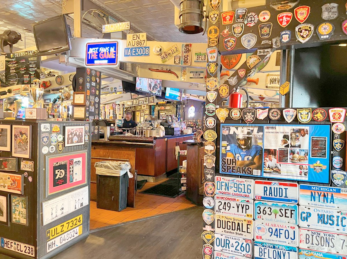 Wall of fame The bar filled with memorabilia.