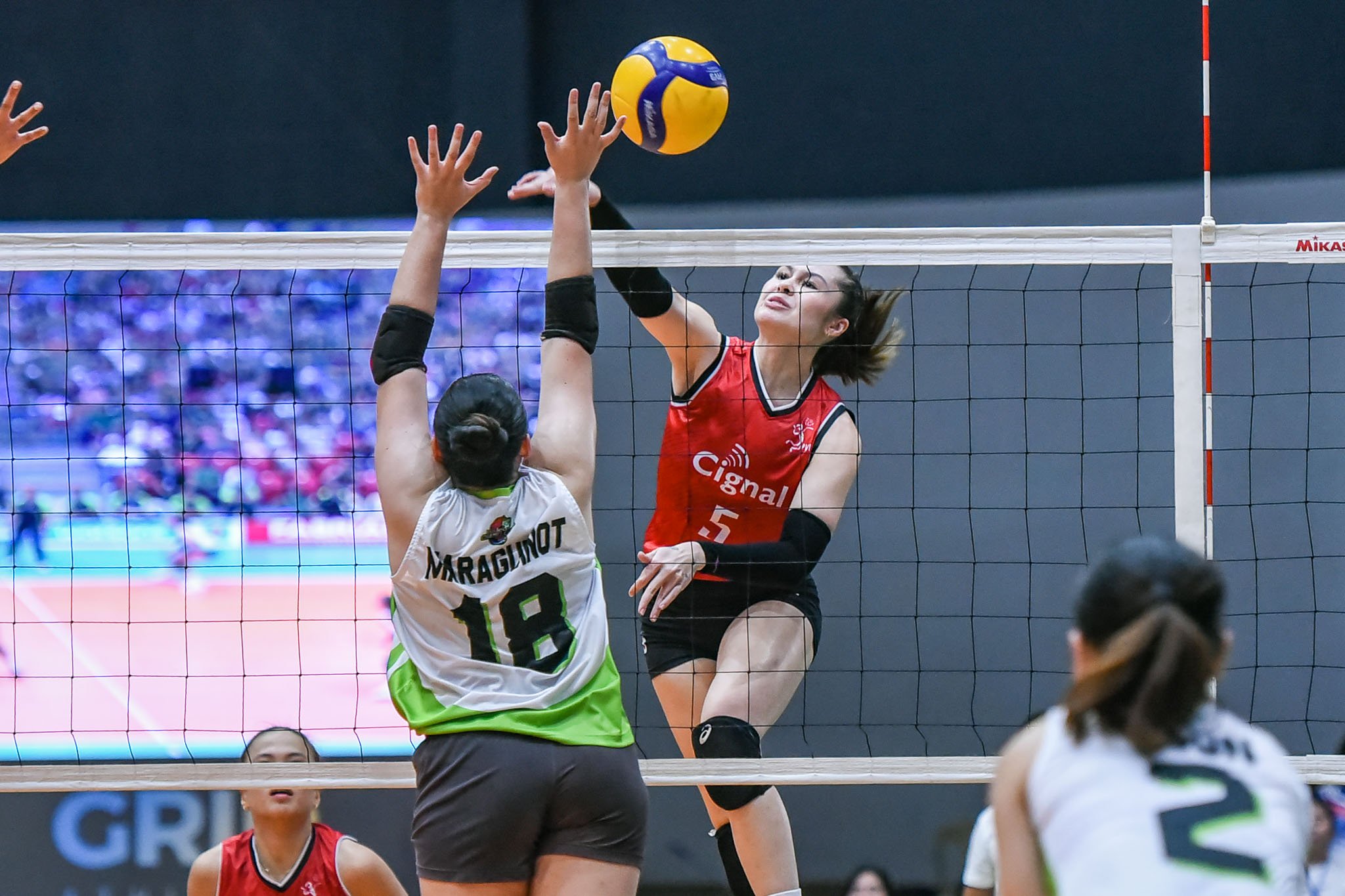 Vanie Gandler brings in the goods in Cignal’s straight sets win over Nxled to remain undefeated in four starts in the PVL All-Filipino Conference.