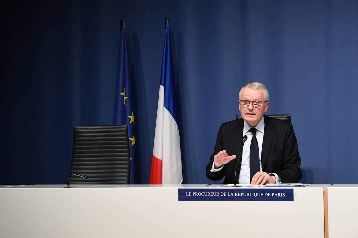 [FILE] French State Prosecutor Remy Heitz speaks during a press conference, in Paris, on 29 November 2020.