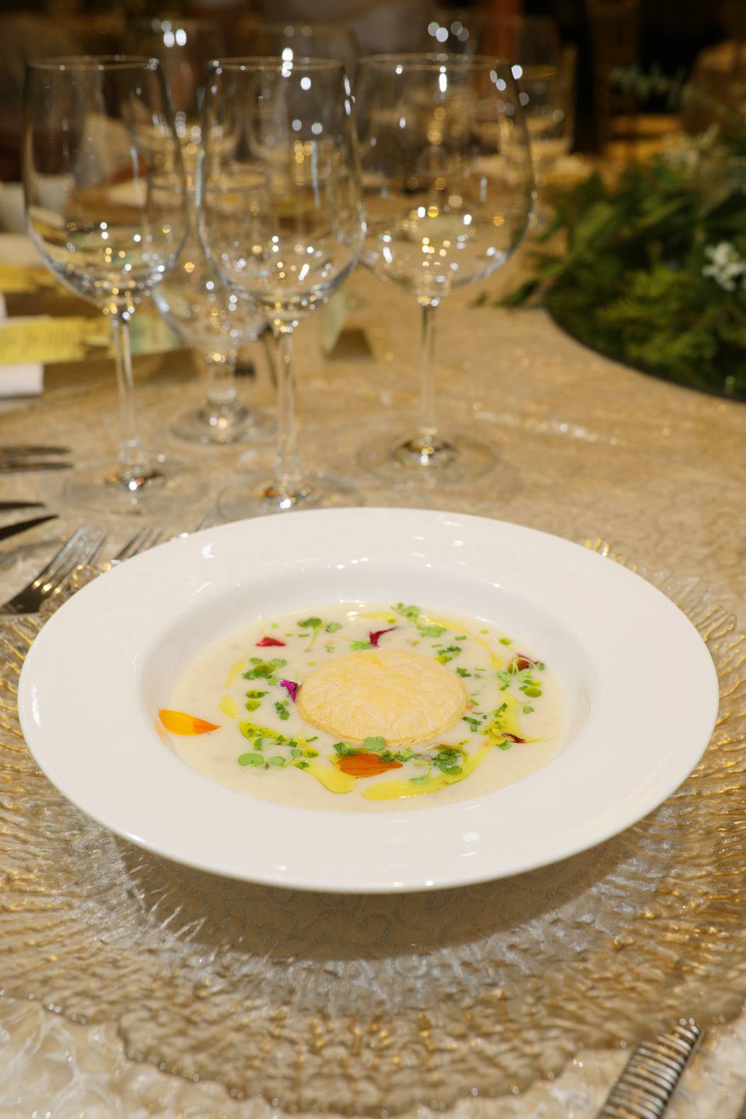 Chicken Pot Pie, a delightful chicken and ham soup infused with sherry wine, perfect for a warm and comforting start.