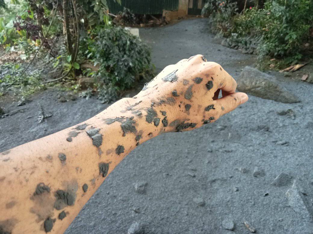 Mud-like debris in Bago City, Negros Occidental, following the eruption of Kanlaon