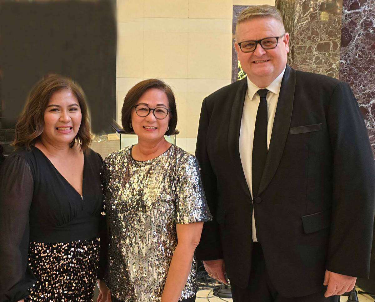 Peggy Angeles, SMHCC executive vice president (center) with Marife Yuson, Radisson Blu Cebu director of Sales and Marketing and general manager Marko Janssen.