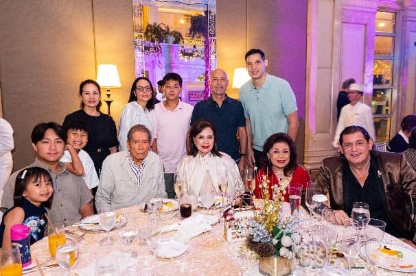 Standing from left) Teresa Rufino, Rosanne Prieto, Pablo Rufino, Charlie Rufino, and Danny Siegle; (Seated from left) Ellie Licaros, Leandro Rufino, Matti Licaros, Abe Licaros, Nini Licaros, Becky Garcia and Dr. George Sarakinis.