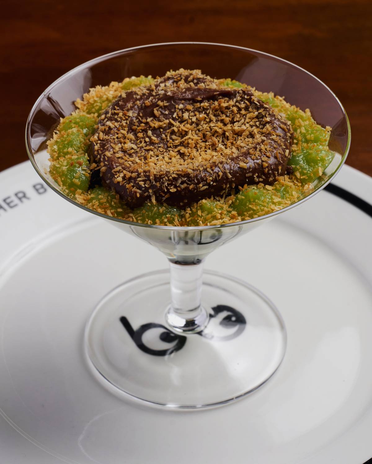 Chocolate and Pandan dessert.