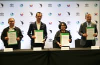 TOYOTA Motors Philippines and Department of Environment and Natural Resources executives make a collaborative move towards preserving the endangered tamaraw species. Shown are (from left) TMP Foundation president Jose Maria Aligada, TMP president Masando Hashimoto, DENR Secretary Maria Antonia Loyzaga and DENR Undersecretary Juan Miguel Cuna.