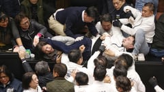 Taiwan lawmakers brawl over bills