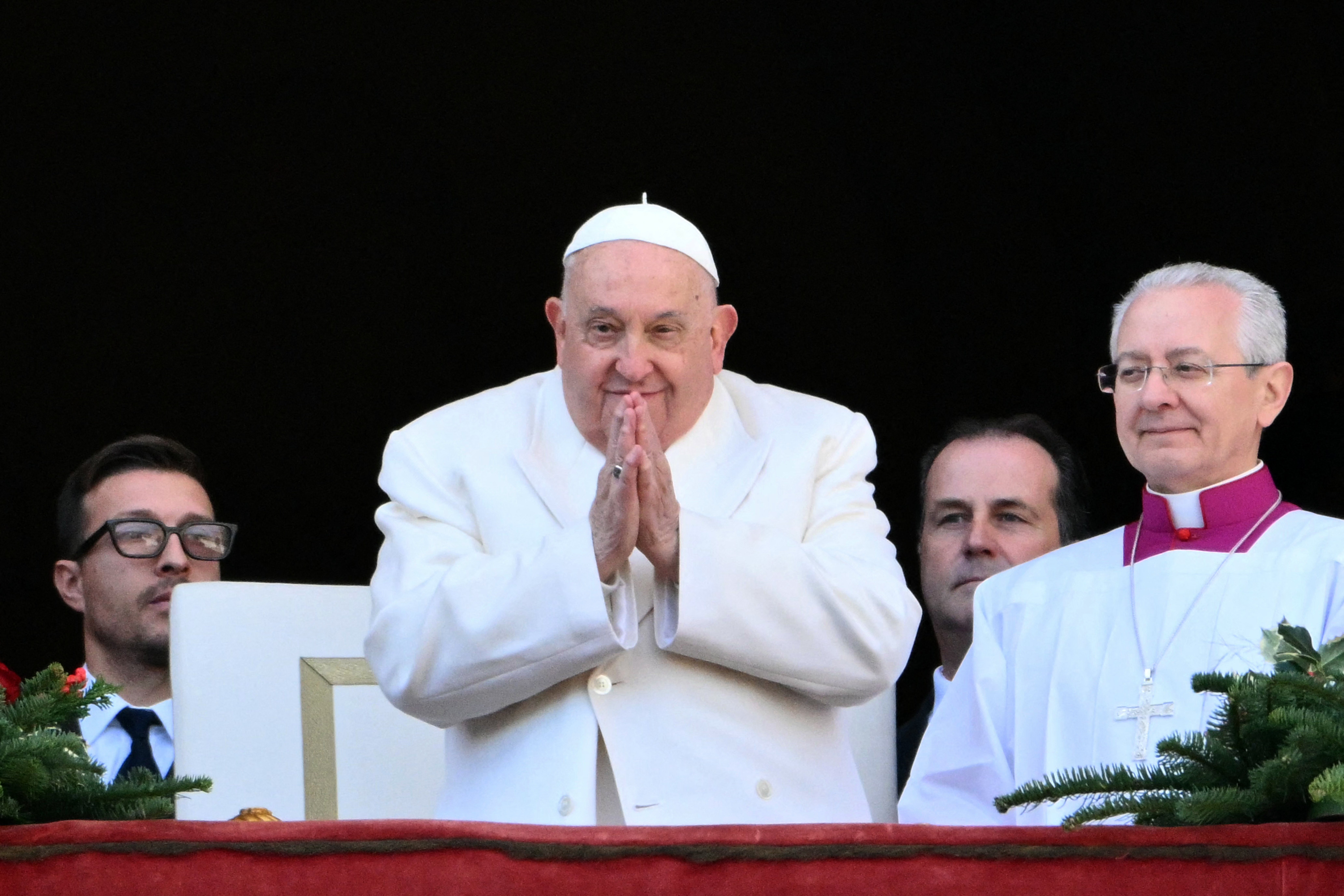 Pope Francis calls for peace during his Christmas address.