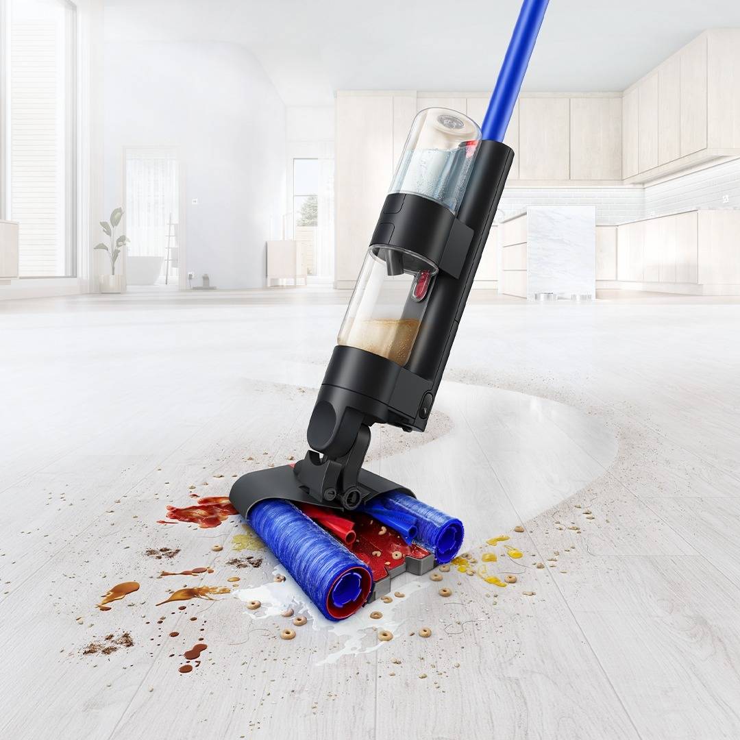 The WashG1 has water tanks attached and a mechanism that automatically separates debris and liquid waste.