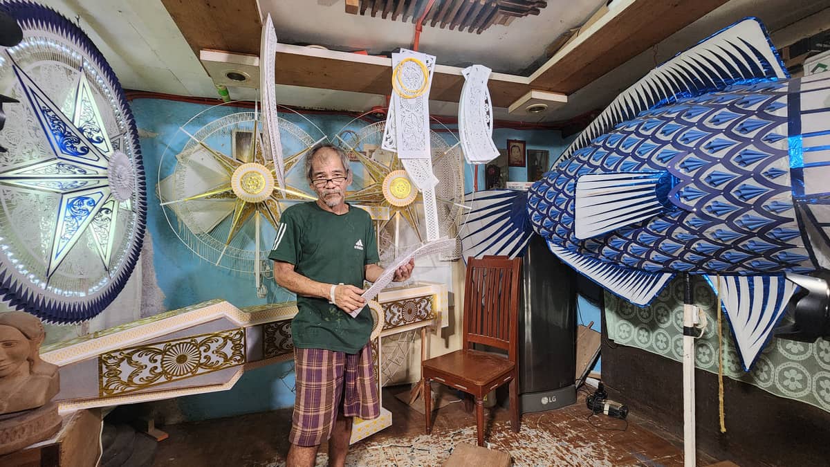Renato F. Calma, widely regarded as one of the best lantern makers of Angeles City, in his home in the barangay of Cutcut.