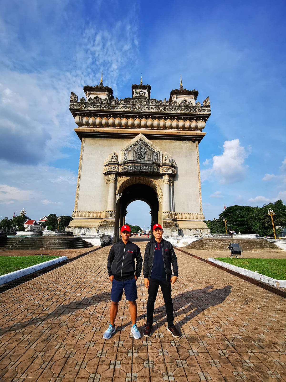 KX founder Dr Antonio and member Glen Senio visit the Patuxay or Victory Monument in Vientianne, Laos.
