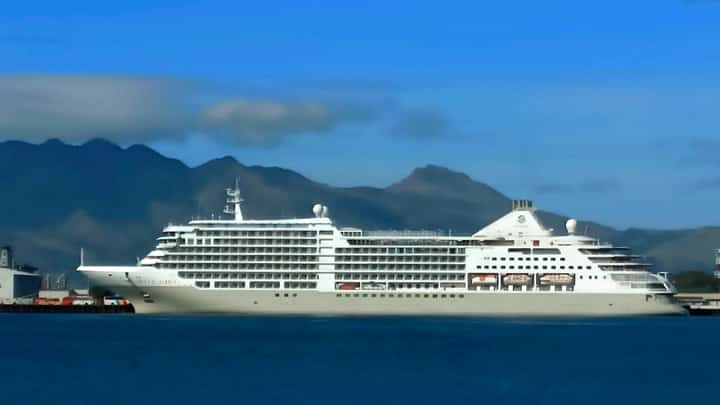 Luxury cruise ship MV Silver Dawn docks at Subic Bay