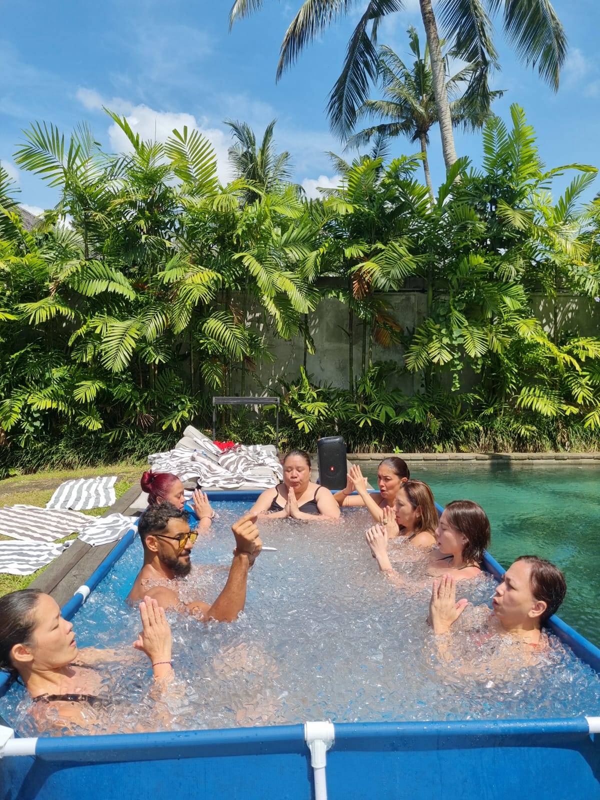 Ice bath with international facilitator Walid.