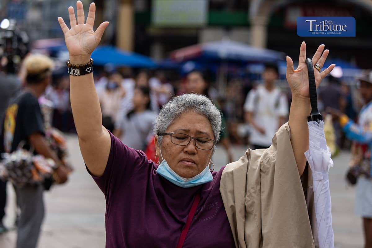 Catholic devotees gather at the Minor Basilica and National Shrine of Jesus Nazareno in Quiapo, Manila, for the first Friday Mass of the year on Friday, after a blessing ceremony for replicas of the Black Nazarene was held the previous day.