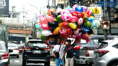 Colorful balloons brighten Timog Avenue