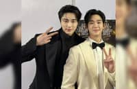 Byeon Woo Seok and Kim Soo Hyun backstage at Asia Artist Awards 2024.