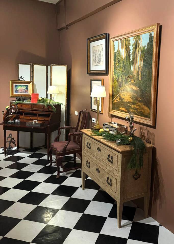 French period furniture and decor mingle with the works of Philippine artists like Juan  Luna and Felix Martinez.