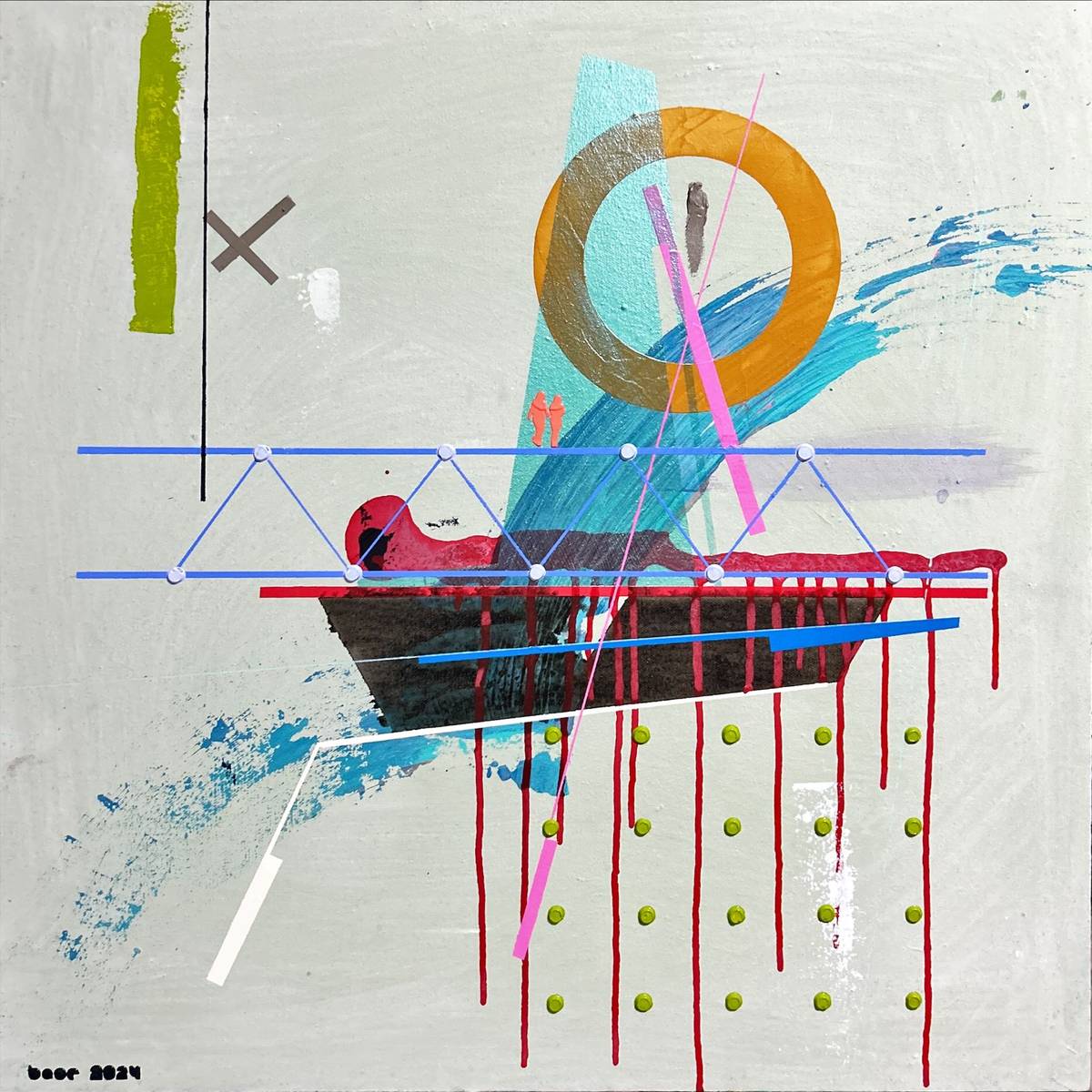 ‘TINY Dwellings 3’ acrylic on canvas, 24" x 24," 2024.