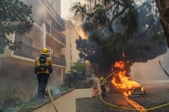 Wildfire sparks panicked evacuations in Los Angeles suburbs