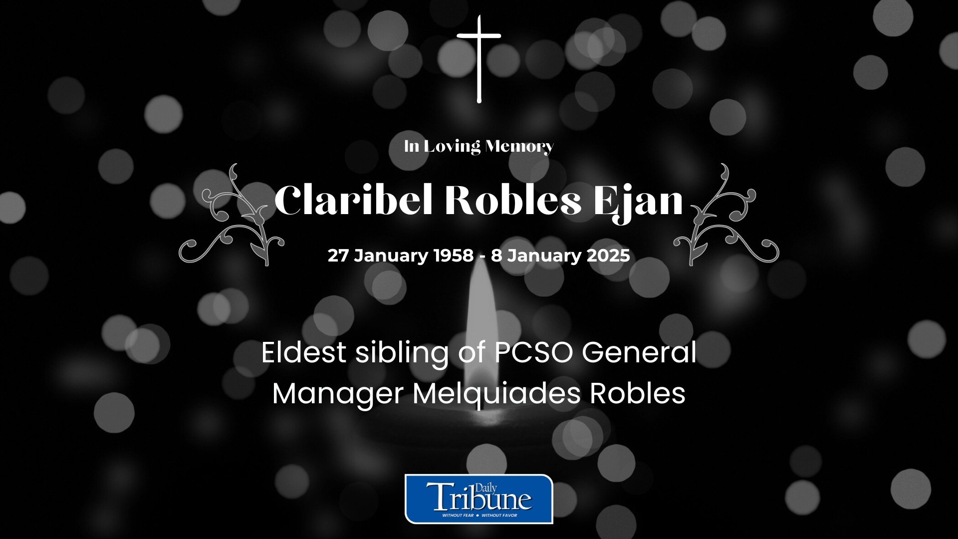 PCSO mourns the passing of Claribel Robles Ejan