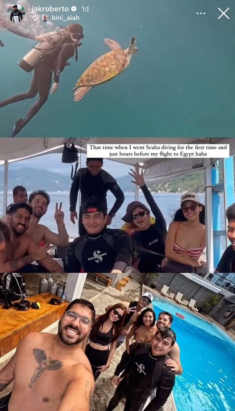 Jak Roberto with diver friends and BINI Aiah Arceta