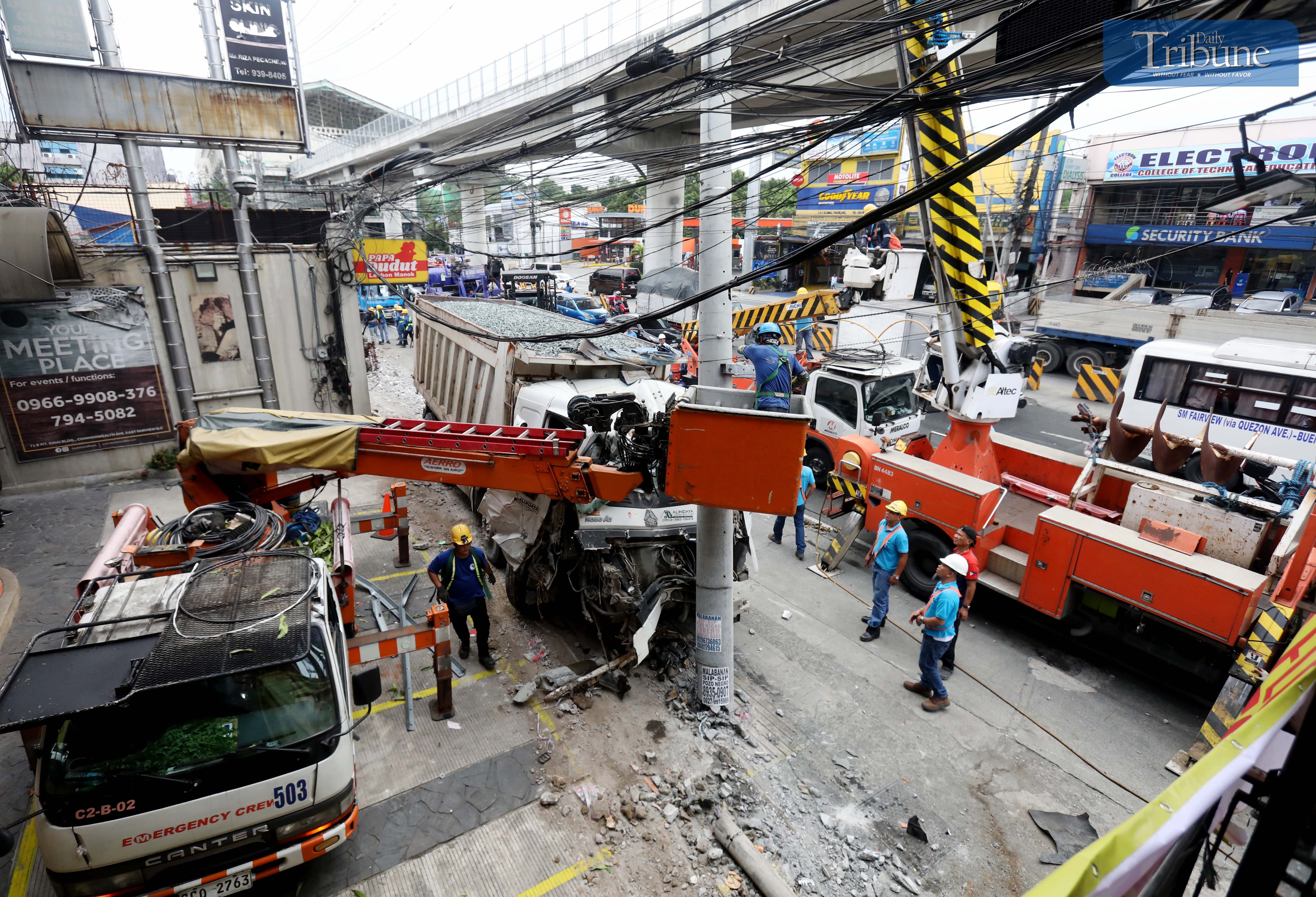 Cleaning up after a truck collision 