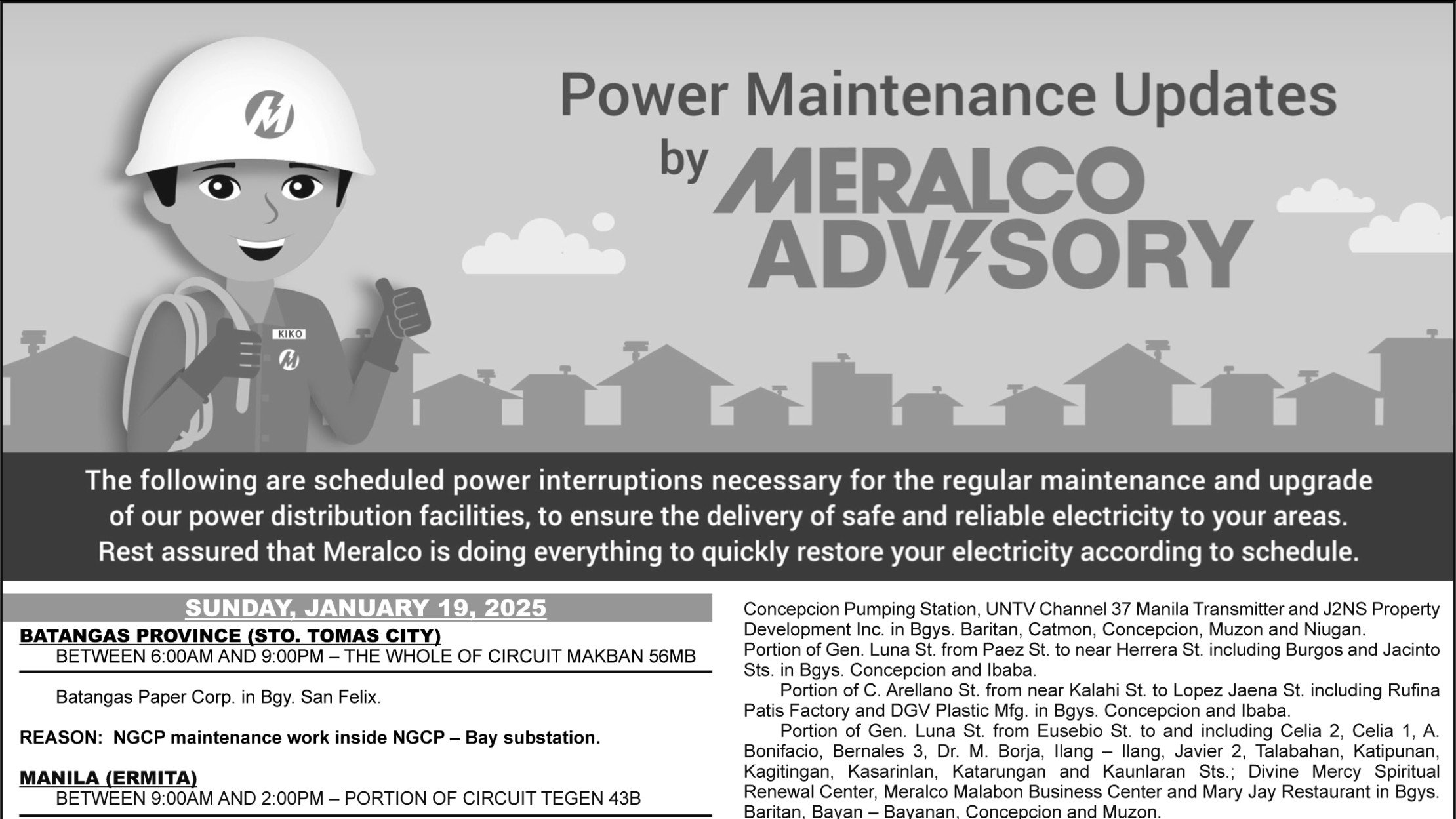 MERALCO ADVISORY