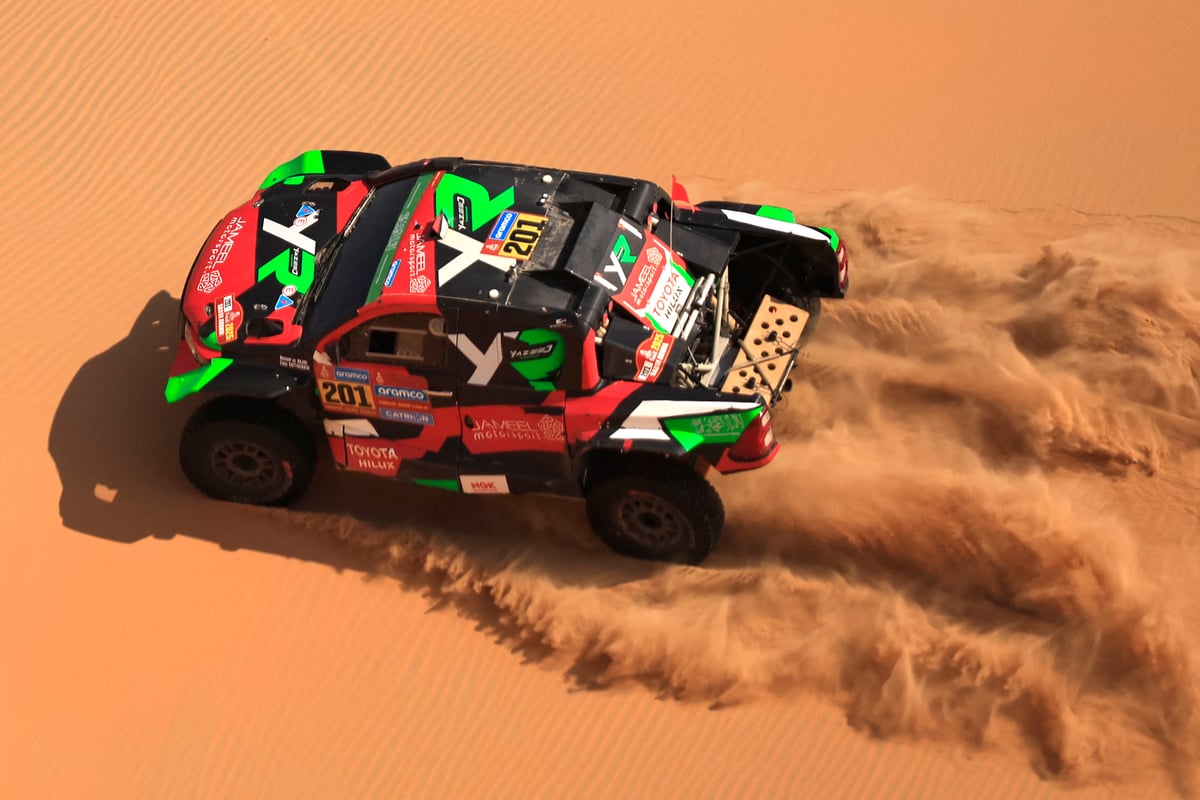 Saudi driver Yazeed al-Rajhi and German co-driver Timo Gottschalk compete in Stage 10 of the Dakar Rally 2025.