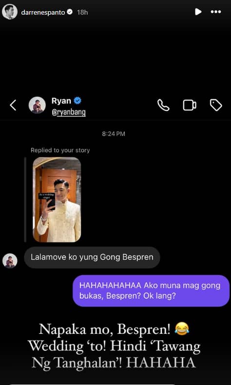 Darren Espanto and Ryan Bang's Instagram conversation