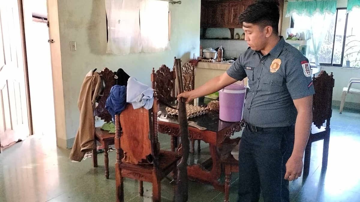 POLICE show the seized firearms and ammunition from the suspect in San Juan, Ilocos Sur.
