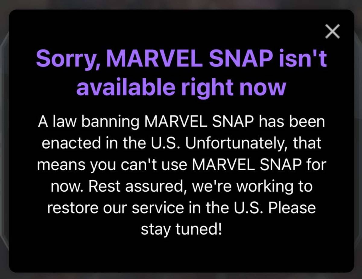 US mobile card game players were in for an unpleasant surprise when they tried logging in to Marvel Snap on Sunday