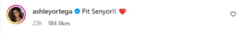 Ashley Ortega left a comment on Mavy Legaspi's Instagram post