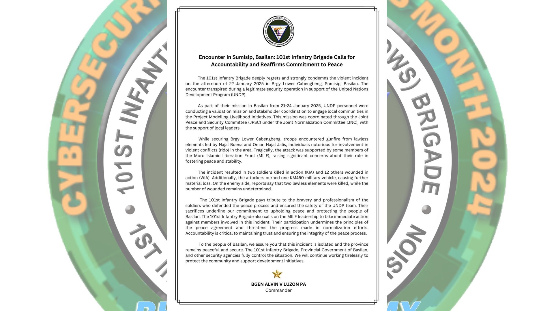 Basilan gov’t, military condemn Sumisip encounter 