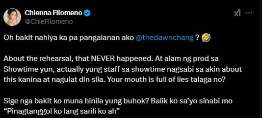 Chie Filomeno calls out Dawn Chang over past rift