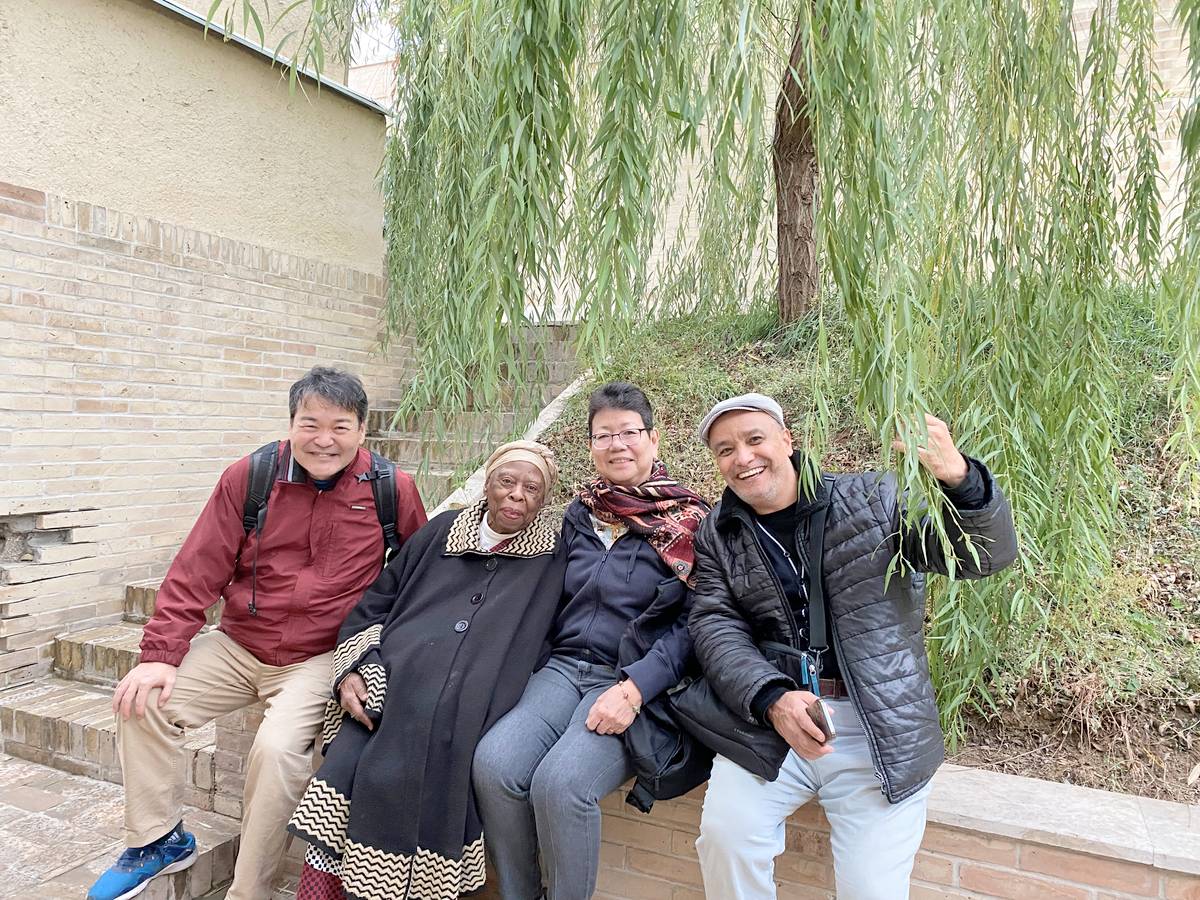 With poets Yusuke, Rashidah and A_zam in the garden of the Qadiri Museum