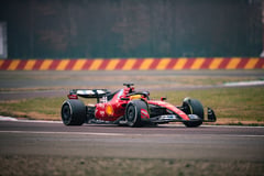 RACING IN RED: Lewis makes Ferrari debut