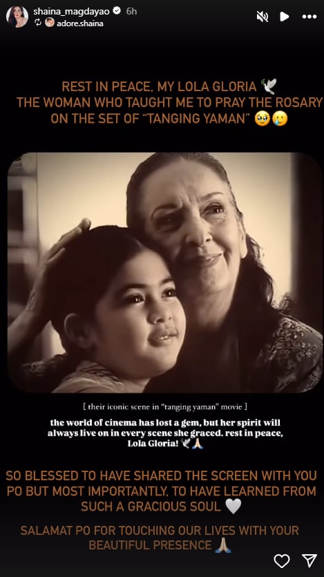 Shaina Magdayao shares memories with the legendary actress Gloria Romero