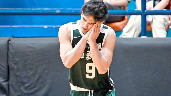 Kieffer Alas celebrates after leading De La Salle Zobel to a 73-65 overtime win over Ateneo de Manila University in the UAAP Season 87 boys basketball tournament.